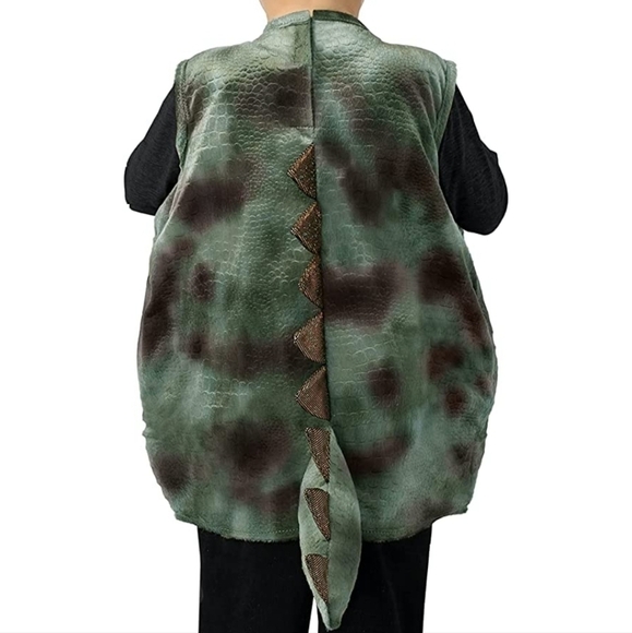 Dinosaur costume green dino head bodysuit sleeveless childre size M/L New - Picture 5 of 16